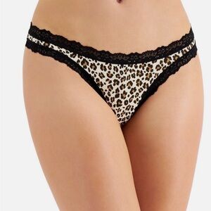 Jenni Women's Lace-Trim Thong, Created for Macy's - Wild Leo - Nude Size S/L